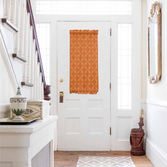 Orange Morocco Door Curtains for Door Window, French Sidelight Front Back Door Curtains With Tieback, Geometric Leaf Diamond Lattice Abstract Kitchen Rod Pocket Drapes Panel, 25"x40"