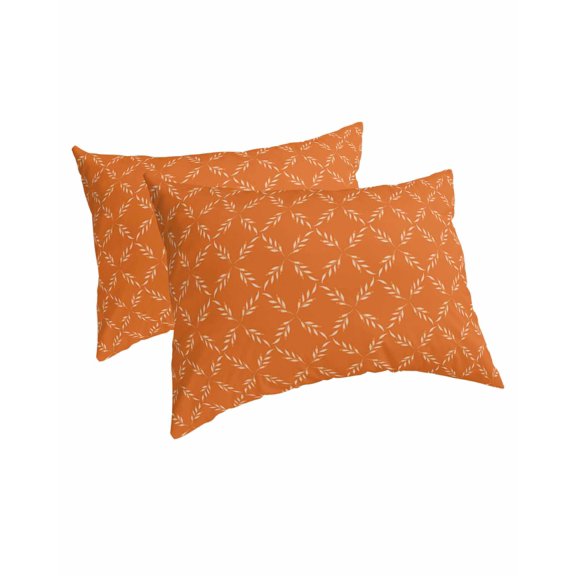 Orange Morocco Pillow Covers Queen Size 2 Pack, Geometric Leaf Diamond Lattice Abstract Soft Bed Throw Pillowcases Breathable Cooling Long Lumbar Body Pillow Sham Cover for Bed Sofa 20''x30''