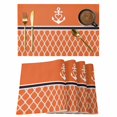 thumbnail image 1 of Orange Morocco Placemats Set of 4, Nautical Anchor Stripe Modern Geometric Placemats for Dining Table, Place Mats for Kitchen Tabletop, Waterproof Wipeable Dining Table Mats Set, 1 of 9