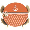 thumbnail image 1 of Orange Morocco Round Tablecloth, Fitted Table Cover with Elastic for 36"-44" Round Tables, Nautical Anchor Stripe Modern Geometric Table Cloth Outdoor Indoor Dinning Party Waterproof Tablecloths, 1 of 7