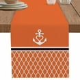 thumbnail image 1 of Orange Morocco Table Runner 90 Inches Long for Dining Table Decor,Nautical Anchor Stripe Modern Geometric Burlap Linen Farmhouse Table Runner Coffee Table Runners Dresser for Kitchen Party Holiday, 1 of 8