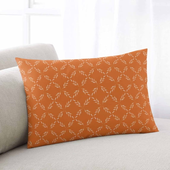 Orange Morocco Throw Pillow Cover, Pillowcase Protectors with Zipper, Breathable Decorative Lumbar Pillow Case Cover, Geometric Leaf Diamond Lattice Abstract Pillow Shams for Couch Sofa 16x24Inch