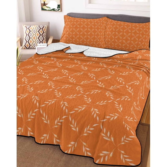 Orange Morocco Twin XL Size Down Alternative Comforter,Lightweight Comforter Quilt Bedding Set with Pillow Shams Geometric Leaf Diamond Lattice Abstract All Seasons Bed Comforter Duvet Insert 68"x98"