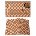 thumbnail image 1 of Orange Moroccon Placemats Set of 8 Farmhouse Country Minimalist Geometric Place Mats Indoor Wipeable Table Mats Washable Cloth Dining Table Placemats for Kitchen Holiday Party Home Decor 13x19 Inch, 1 of 9