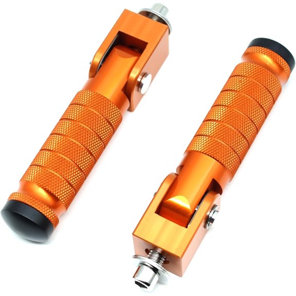 Orange Motorcycle Bicycle Folding Foot Pegs 90 Degree Foldable Electric Motorbike Ebike For Super73 S2/ZX/RX/R/S Passenger Footrests Rearsets Rear Set Footpegs foot Rest Pedals M8 Install Bolts