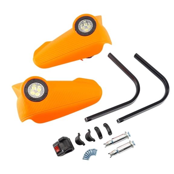 Orange Motorcycle Handguard With Led Light For Fall Protection And Windbreak