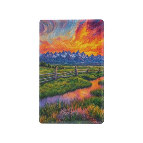 Orange Mountain Sunset Landscape Decorative Wall Plate, Flame Retardant PC Plastic Light Switch & Outlet Cover with Mounting Screws Fits Blank Unused Outlet