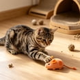 thumbnail image 1 of Orange Mouse Cat Plush Toy, Fruit Shaped Interactive Kitten Play Toy with Long Tail for Indoor Cat Entertainment, 1 of 6