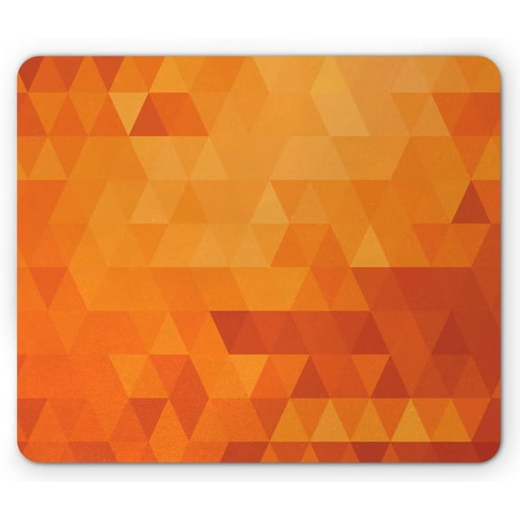 Orange Mouse Pad, Triangle Mosaic Shapes and Patterns with Abstract Digital Pixel Like Effect Print, Rectangle Non-Slip Rubber Mousepad, Standard Size, Burnt Orange
