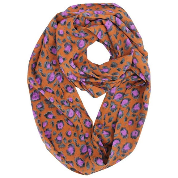 Orange Multicolor Animal Print Infinity Scarf