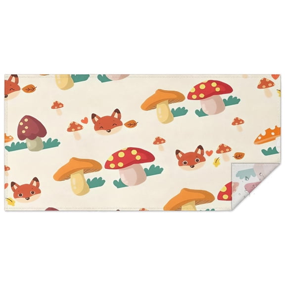 Orange Mushroom Fox Light Pattern Rectangle Tablecloth 60"x120",Waterproof Polyester Rectangle Table Cloth, Wipeable Spillproof Polyester Tablecloth for Dining, Camping, Indoor and Outdoor