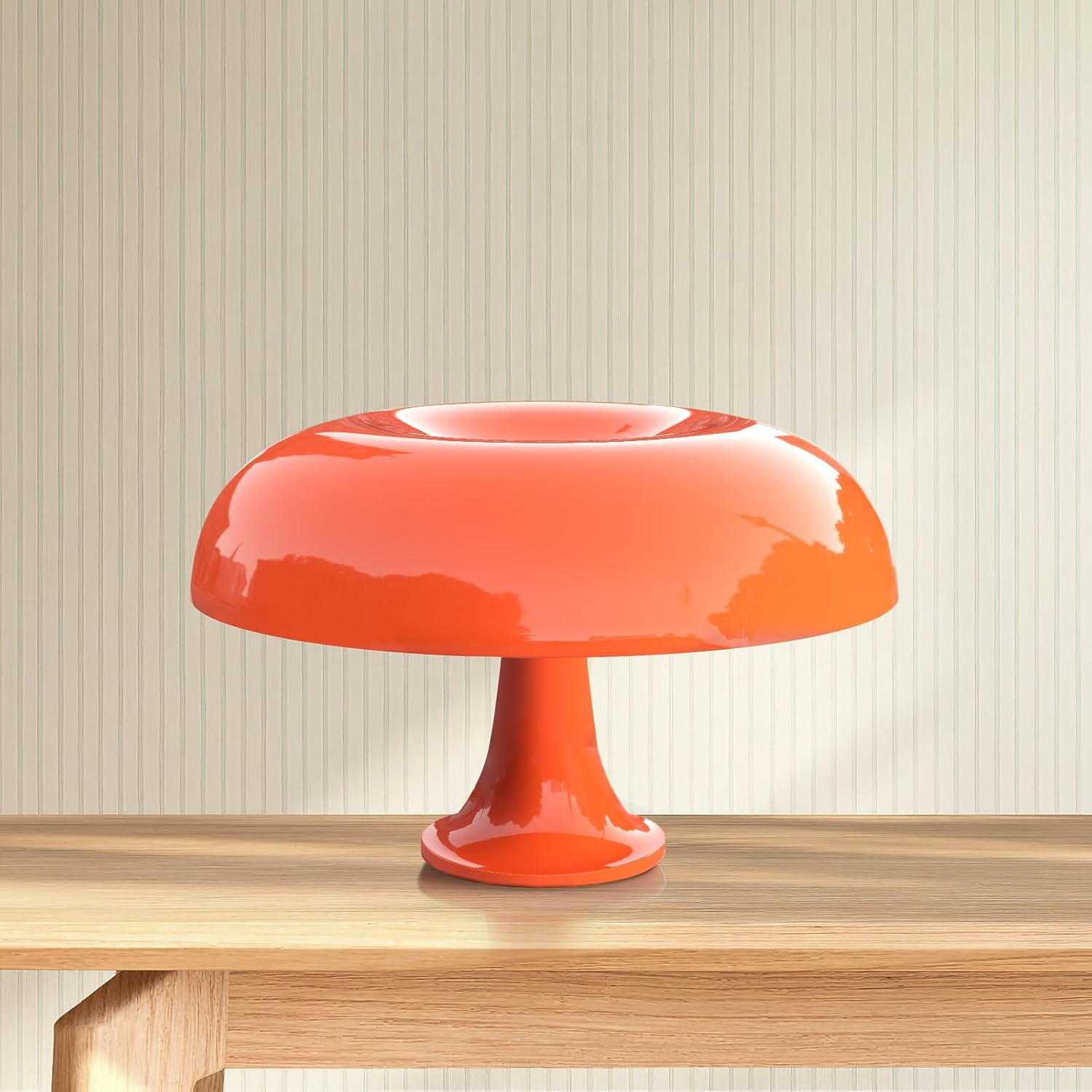 Orange Mushroom Lamp, Minimalist Retro Vintage Table Lamp Night Light, Elegant Aesthetic Bedside Lamp for Women, Kids, Gifts etc(Bulb Included, Plug Powered, 2700K)