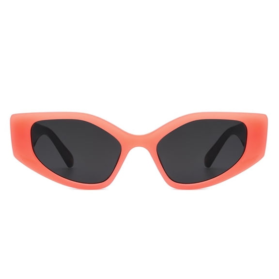 Orange Narrow Frame Square Sunglasses - Dark Lens UV Protection Bright Daily Eyewear