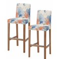 thumbnail image 1 of Orange Navy Blue Coral Bar Stool Covers Set of 2, Summer Beach Coastal Rustic Stretch Washable Bar Chair Covers with Backs, Removable Pub Counter Height Chair Cover for Kitchen Dining Room Cafe, 1 of 7