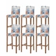 thumbnail image 1 of Orange Navy Blue Coral Bar Stool Covers Set of 6, Summer Beach Coastal Ocean Wooden Stretch Washable Bar Chair Covers with Backs, Removable Pub Counter Height Chair Cover for Kitchen Dining Room Cafe, 1 of 7