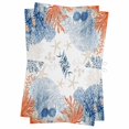 thumbnail image 1 of Orange Navy Blue Coral Kitchen Towels Set of 2, Water Absorbent Dish Towel, Summer Beach Coastal Ocean Decorative Hand Towels - Quick Drying Cloth for Cooking Baking, 18x28 Inch, 1 of 8