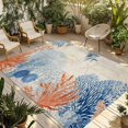 thumbnail image 1 of Orange Navy Blue Coral Outdoor Rug for Patio/Deck/Porch, Non-Slip Large Area Rug 3 x 5 Ft, Summer Beach Coastal Retro Indoor Outdoor Rugs Washable Area Rugs, Reversible Camping Rug Carpet Runner, 1 of 8