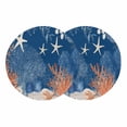 thumbnail image 1 of Orange Navy Blue Coral Round 13 Inch Placemats Set of 2, Summer Beach Coastal Ocean Starfish HeatResistant Non Slip Place Mats for Dining Table, Wipeable Braided Kitchen Table Mats for Housewarming, 1 of 9