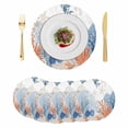 thumbnail image 1 of Orange Navy Blue Coral Round 13 Inch Placemats Set of 6, Summer Beach Coastal Ocean HeatResistant Non Slip Place Mats for Dining Table, Wipeable Braided Kitchen Table Mats for Housewarming, 1 of 9
