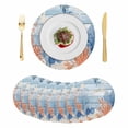 thumbnail image 1 of Orange Navy Blue Coral Round 13 Inch Placemats Set of 8, Summer Beach Coastal Ocean Blue Wood HeatResistant Non Slip Place Mats for Dining Table, Wipeable Braided Kitchen Table Mats for Housewarming, 1 of 9
