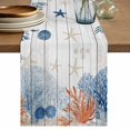 thumbnail image 1 of Orange Navy Blue Coral Table Runner, Summer Beach Coastal Ocean Wooden Washable Cotton Linen Table Runners 72 Inches Long, Dresser Scarf Runner for Dining/Coffee/TV Stands/Kitchen/Cabinets 16''x72'', 1 of 9