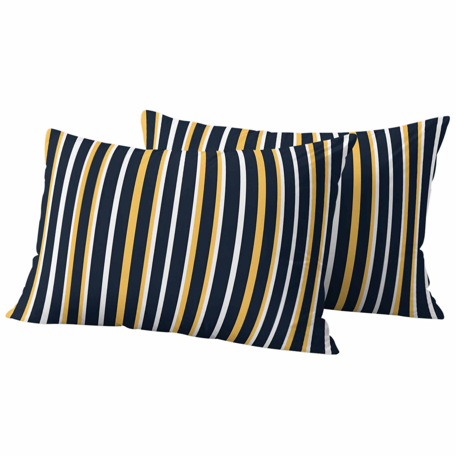 Orange Navy Blue Outdoor Waterproof Pillow Covers, Modern Abstract Vertical Striped Decorative Rectangle Throw Pillowcase Sofa Cushion Sham for Patio/Couch/Chair, 20"x12" 2 Pack