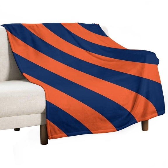 Orange & Navy Blue Photographic Print Blankets Bedroom Living Room Sofa Throw Blankets for Beds