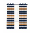 thumbnail image 1 of Orange Navy Blue Striped Blackout Curtains, Light Blocking Print Window Curtains, Gradient Horizontal Lines Thermal Insulated Window Drapes for Living Room Kitchen Cafe 2 Panels, 84"W x 84"L, 1 of 9