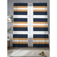 thumbnail image 1 of Orange Navy Blue Striped Sheer Curtains for Living Room Bedroom Minimalist Farmhouse Lines Sheer Curtains 84 Inch Long 2 Panels Set Light Filtering Curtain Window Treatments Drapes for Dining Room, 1 of 6