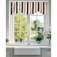 thumbnail image 1 of Orange Navy Blue Striped Tie Up Valances Curtain, Adjustable Kitchen Modern Valances for Windows Decor, Rod Pocket Short Curtains Set for Bedroom/Bathroom, 42"x12", 1 of 9