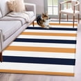 thumbnail image 1 of Orange Navy Blue Striped Washable Area Rugs 2.7'x5', Modern Low Pile Throw Living Room Rug Non-Slip Sturdy Edge Binding Carpet for Indoor Entryway Bedside Kitchen, 1 of 9