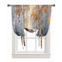 Orange Navy Blue Tie Up Curtains for Kitchen Bathroom Bedroom Windows 45 Inch Length, Modern Oil Painting Art Forest Balloon Drape Curtains Shade Rod Pocket Drapery Curtain Panel, 42"x45"