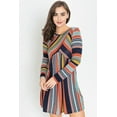 thumbnail image 1 of Orange & Navy Multi Stripe Cross Front Mini Dress, 1 of 5
