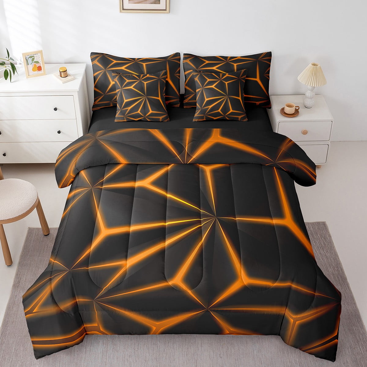 Orange And Black Comforter Set