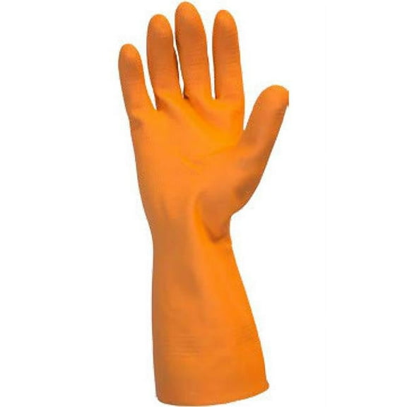 Orange Neoprene Latex Blend Flock Lined Latex Gloves, Medium - Pack of 12