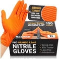 thumbnail image 1 of Orange Nitrile Gloves 8.5 Mil - Powder-Free Puncture-Resistant Protection - Diamond-Texture Work Gloves with Grip, 1 of 4
