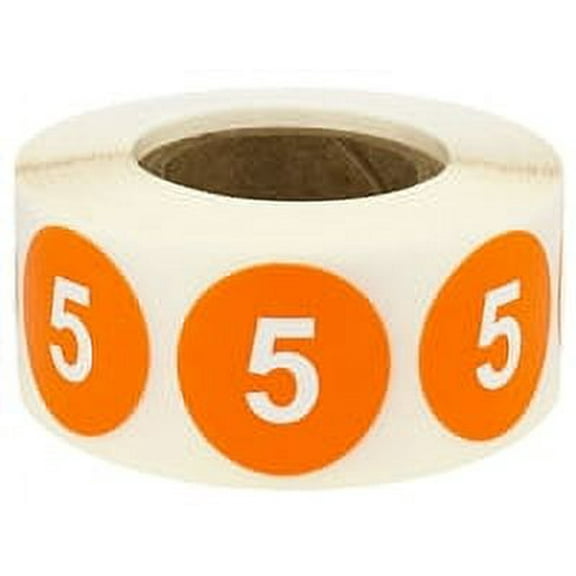 Orange Number 5 Retail; Organizing Inventory Labels | 0.75" inch - 500 Pack | InStockLabels.com