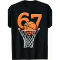 thumbnail image 1 of Orange Number 67 Basketball Hoop Graphic for Men Casual Short Sleeve Tee Shirt, 1 of 6