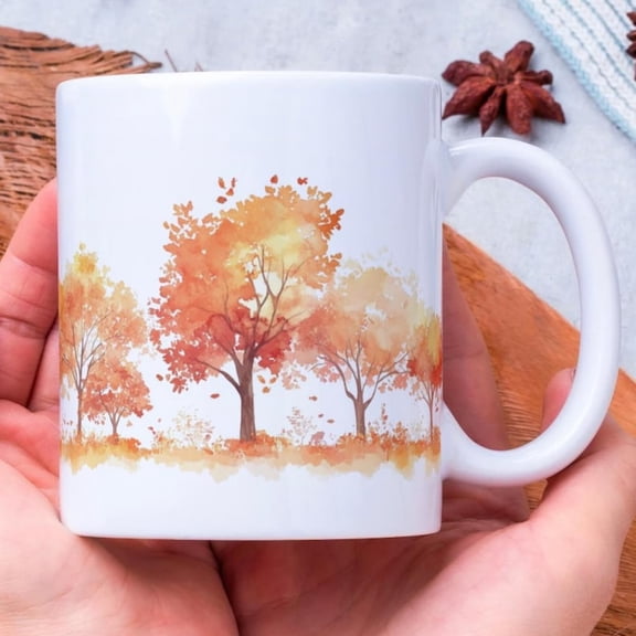 Orange Oak Tree Mug, Perfect Nature Lovers, Autumn Enthusias, Coffee Drinkers, Rustic Fall-Inspired Ceramic Gift Tree Lovers oz.