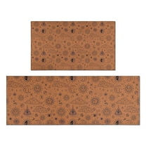 Orange Occult Pattern Kitchen Rugs Sets Of 2,Anti Fatigue Kitchen Mat Rugs Non Slip Washable,Decorative Kitchen Floor Mats for Kitchen,Sink,Laundry,17"x30" 17"x47"