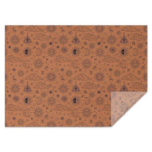 Orange Occult Pattern Rectangle Tablecloth 60"x84",Waterproof Polyester Rectangle Table Cloth, Wipeable Spillproof Polyester Tablecloth for Dining, Camping, Indoor and Outdoor