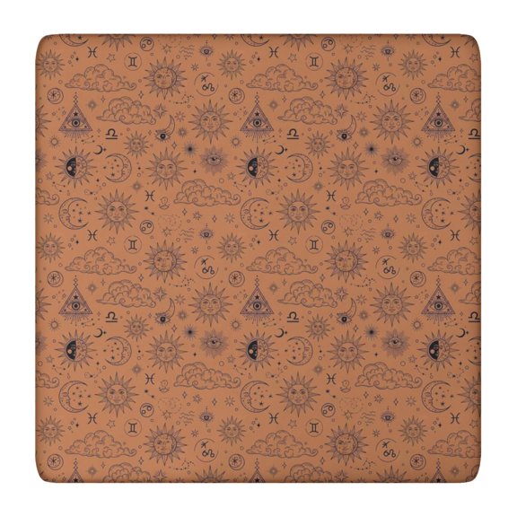 Orange Occult Pattern Square Fitted Tablecloth with Elastic Edge,Square Table Cover,Washable Elastic Table Cover for Home Kitchen Party Decor 36"x36"