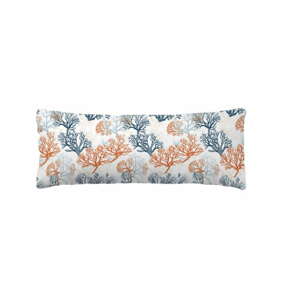 Orange Ocean Coral Body Pillow Cover 20 x 54 Inch Decorative Pillow Cover Retro Coastal Ombre Blue Gradient Lumbar Pillowcase Seasonal Rectangle Cushion Case for Couch Sofa Bed Living Room