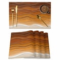thumbnail image 1 of Orange Ocean Waves Placemats Set of 6 Coastal Country Abstract Ombre Stripes Place Mats Indoor Wipeable Table Mats Washable Dining Table Placemats for Kitchen Holiday Party Home Decor 13x19 Inch, 1 of 9