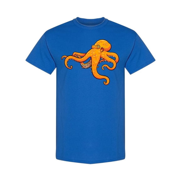 Orange Octopus Design T-Shirt Men -Image by Shutterstock, Male Large