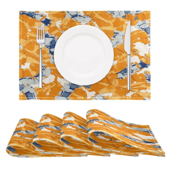 Orange Oil Paint Pattern Reversible Placemat Non Slip Coffee Mat 18x12 Inch for Dining, Kitchen, Coffee