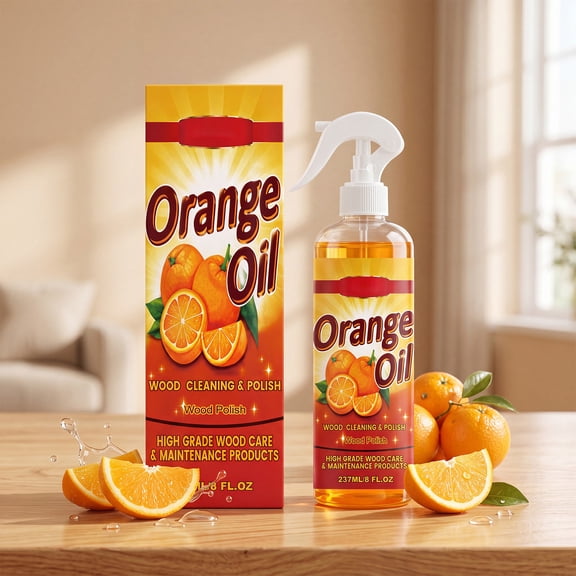 Orange Oil Wood Polish, Orange Oil Furniture Polish & Wood Cleaner, Residue-Free Orange Oil Spray, Household Wood Composite Floor Maintenance and Care Agent 237ml