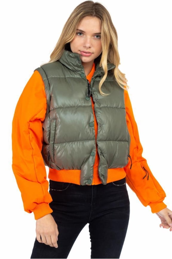 Orange Olive Puffer Jacket