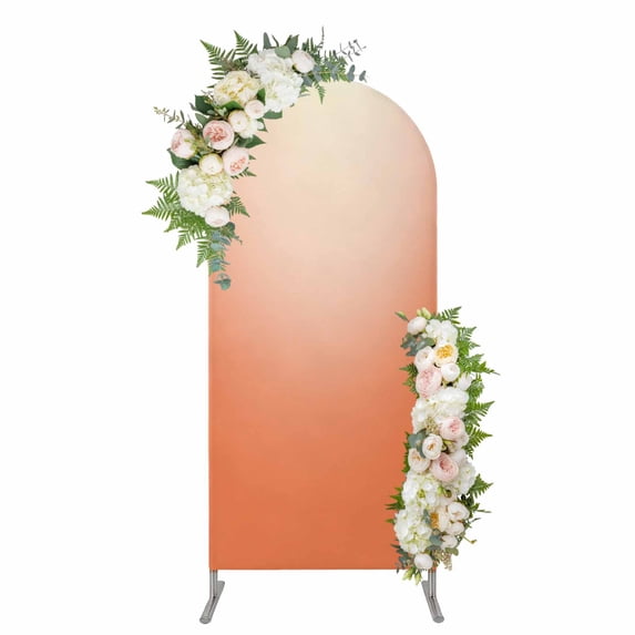 Orange Ombre Arch Backdrop Cover 4FT, Modern Minimalist Gradient Aesthetic Spandex Fitted Stretchy Arch Stand Covers, Round Top Chiara Backdrop Cover for Wedding Party Birthday Baby Shower