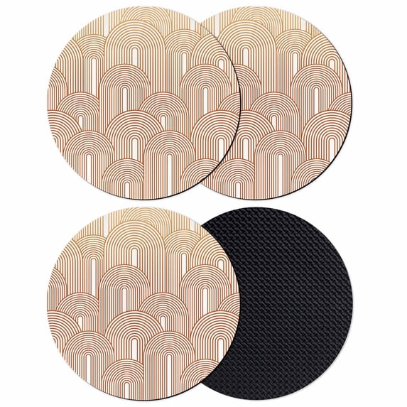Orange Ombre Coasters Set of 4, Absorbent Coasters for Drinks, Farmhouse Stripes Modern Abstract Art Coaster for Desk Coffee Table Protection, Home Decor House Warming Gifts 4"
